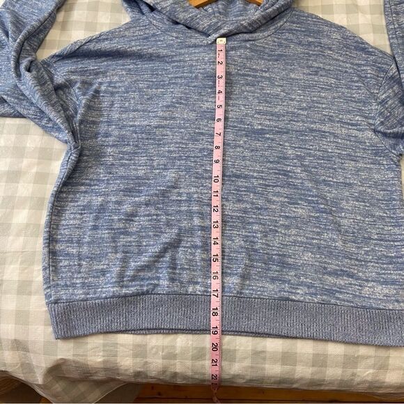 Gap Cornflower Blue Oversized Knit Hoodie Sweater Size M Casual Cozy - Picture 9 of 12